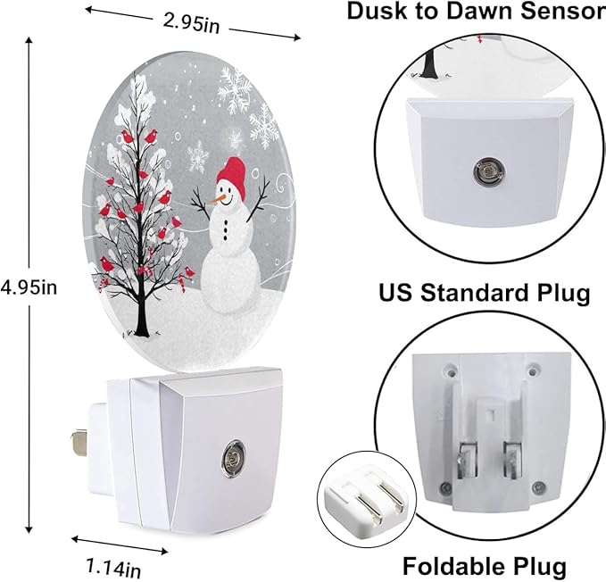 Snowman Ball Night Light Red Xmas Ball Christmas Night Lights Plug into Wall for Boys Girls, Plug-in Nightlight 0.5W LED Lighting for Stairway Hallway Bedroom