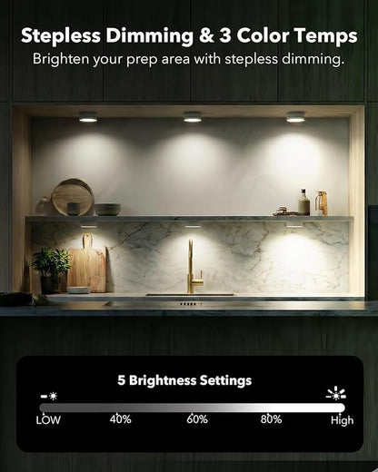 Radar Motion Sensor Puck Lights with Remote Control, RGB Rechargeable Wireless Under Cabinet Lighting for Kitchen, Magnet Stick on LED Closet Lights, Cordless Night Light for Counter, Stair, Bookshelf