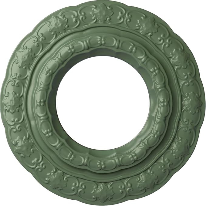 Ekena Millwork CM15LIAGF 15-3/8" x 7" x 1" Lisbon Ceiling Medallion, Athenian Green