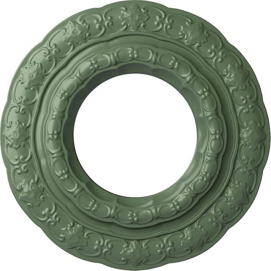 Ekena Millwork CM15LIAGF 15-3/8" x 7" x 1" Lisbon Ceiling Medallion, Athenian Green
