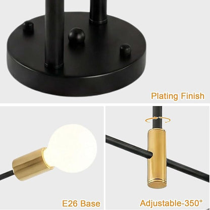 Modern Sputnik Chandelier 4-Light Adjustable Ceiling Light Fixture Black and Gold Semi Flush Mount Ceiling Lamp with E26 Base Industrial Ceiling Light for Dining Room Bedroom Living Room