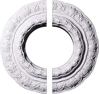 Ekena Millwork CM15LI2 15 3/8"OD x 7"ID x 1"P Lisbon Ceiling Medallion, Fits Canopies up to 7", 2 Piece
