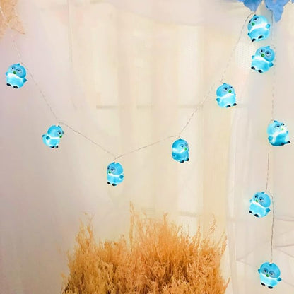 5.4 FT Owl String Lights,10 LED Christmas Owl Fairy Light Battery Operated for Home Party Camping Blue Owl Decoration (Blue Owl)