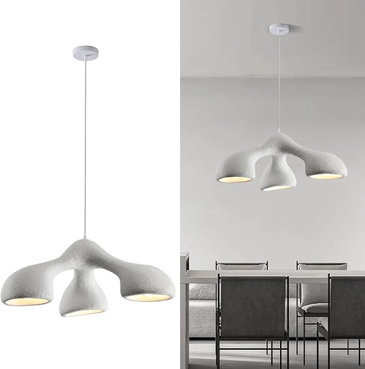 JAYMP 3-Lights Pendant Light Fixture for Dining Room Kitchen Island Restaurant Farmhouse E26 Base Modern Hanging Lamp 1 Pack (Matte White,E Shape, 72cm/28.3in)