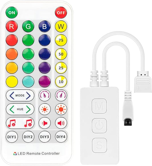 BTF-LIGHTING RGB LED Strip Music Controller SP613E Bluetooth APP Built-in Mic Group Control for 4 pin + R G B LED Module Strip Light Triple Control APP /3 Keys Button/IR Remote DC5V/12V/24V
