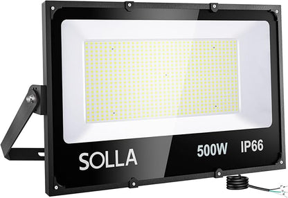 SOLLA LED Flood Light Outdoor, 500W 50000lm Daylight White 6000K, 2750W Equivalent Super Bright, IP66 Waterproof LED Arena Lights, Commercial Lighting Floodlight for Backyard,Stadium,Fields,110-265V