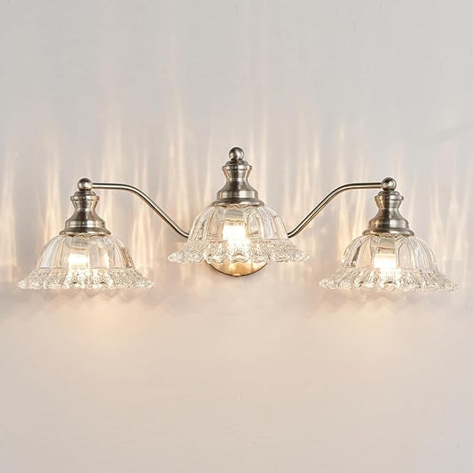 XIEDUN Brushed Nickel Bathroom Vanity Light Fixture 3 Light Vanity Lights for Bathroom Vanity Light Fixtures