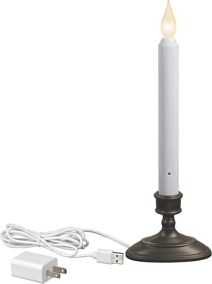Xodus Innovations FPC1370A-6 LED Plug-in Window Candle with Hot Spot Technology Dusk to Dawn Sensor and Choose Warm or White Flame, Aged Bronze/Black, Pack of 6