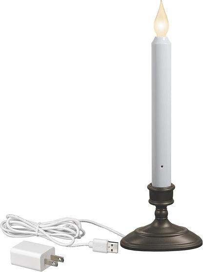 Xodus Innovations FPC1370A-6 LED Plug-in Window Candle with Hot Spot Technology Dusk to Dawn Sensor and Choose Warm or White Flame, Aged Bronze/Black, Pack of 6