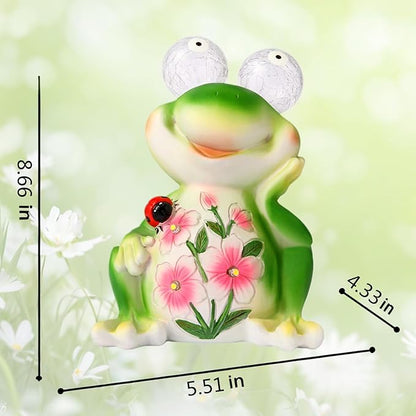 ASTRAEUS Solar Frog Statue Garden Light Figurine Outdoor Decor with 5 LED Lights Lawn Decor Statue Unique Christmas Birthdays Housewarming Gift for Patio, Balcony, Yard