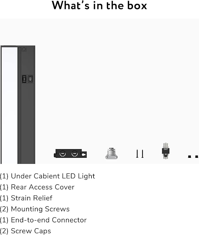 LAGOM Halo Under Cabinet Light, 40‑Inch Hardwired Dimmable LED, 2700K/4000K/5000K, Power Cord Sold Separately, Black, UC0140BK27