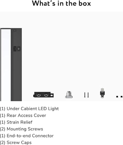 LAGOM Halo Under Cabinet Light, 12‑Inch Hardwired Dimmable LED, 2700K/4000K/5000K, Power Cord Sold Separately, Black, UC0112BK27