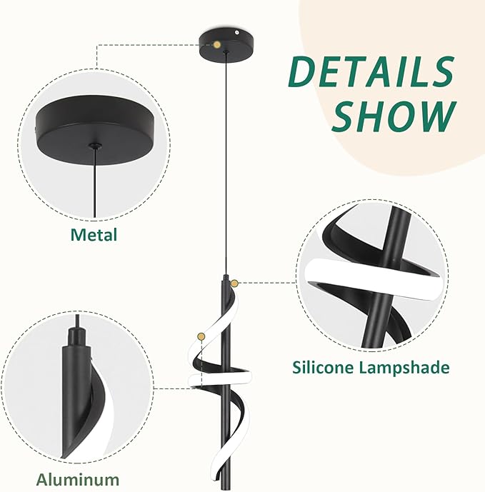 CANEOE Black Pendant Light Fixtures, Adjustable Modern Pendant Lights for Kitchen Island Small Pendant Lighting for Kitchen Island Dining Room Living Room Bedroom Hanging Light Fixtures,1 Pack