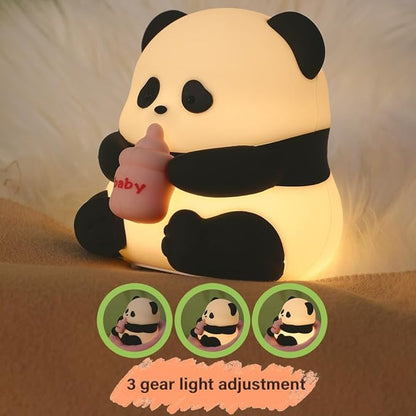 Led Cute Panda Night Light with 7 Colors, Dimmable Timer Nursery Lamps, Rechargeable Touch Control Night Lamp for Kids Adults, Used for Camping Party Room Decor(Flower Panda)