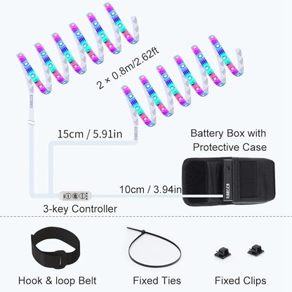 Bike Lights LED Bicycle Frame Light for Night Riding,Waterproof Strip Light Battery Powered with RGB Color, Bright Decoration Lights for Scooter,Trike,Bike Lighting Accessories