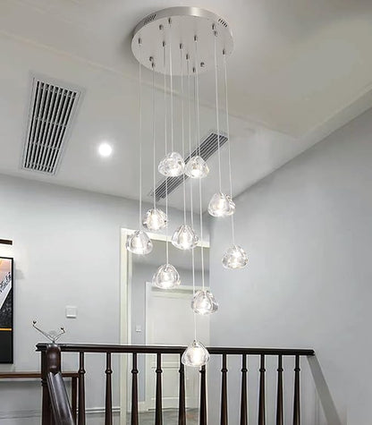 HAIXIANG Glam Chandelier with LED Dimmable Bulbs Bubble Crystal Balls Glam Chandeliers High Ceiling Pendants Light Fixtures Adjustable Long Lights Brushed Nickel