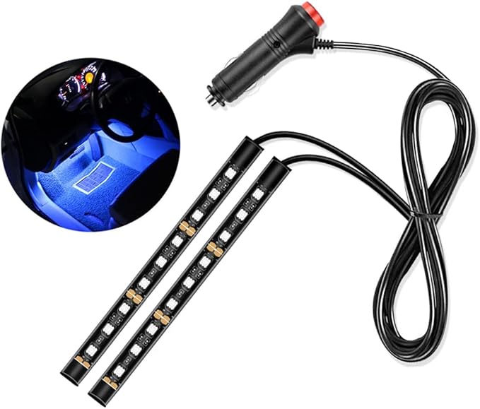 Car LED Atmosphere Lights, Auto Interior Decorative Lamp with Cigarette Adapter Plug, Under Dash Ambient Night Light 12V Car Charger, Vehicle Accessories for Truck, SUV, Sedan (Blue)