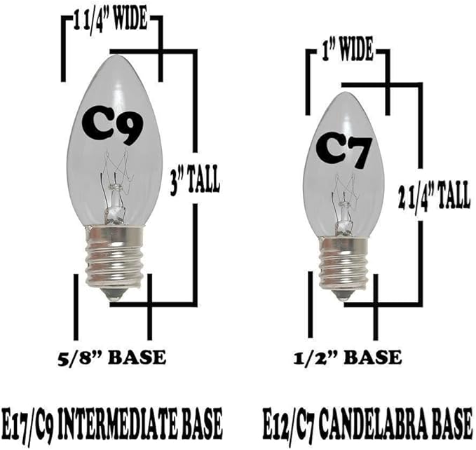 Novelty Lights Multi Twinkle Incandescent Christmas String Lights - Retro Traditional C9 Indoor/Outdoor Light Set w/ 25 Mini Bulbs for Roof Lines, Patios (White Wire, 25' Long)