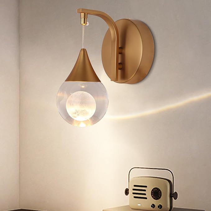 Modern Moon Wall Light, Globe Wall Sconce Light, Led Wall Lamp for Bedroom Living Room Hallway, 3300k Warm White | Dimmable | Matte Brass