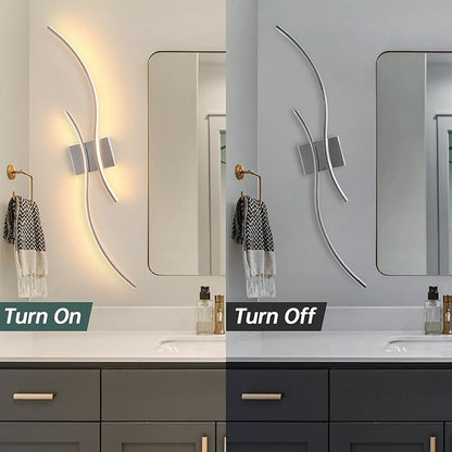 CANEOE Modern Wall Sconce Set of, 5CCT Dimmable Indoor Led Wall Sconce Lighting Set of 2, 31.5 Inch Wall Light Fixtures, Chrome Led Wall Lamps for Living Room Bedroom Bathroom Hallway
