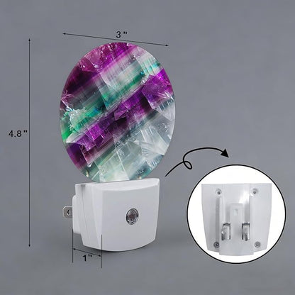 Purple Texture Plug in Night Light Auto Light Round Lamps Energy Saving Gift for Women Men Friends