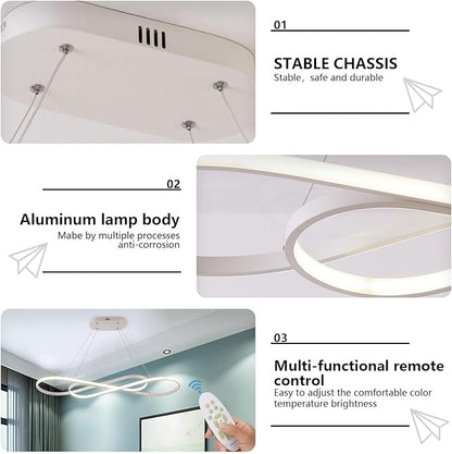 Led Pendant Light for Kitchen Island Lighting Modern Chandelier for Dining Room Light Fixture Dimmable with Remote Control 3000K-6500K Color Changing