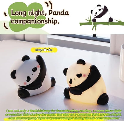 YR YRHH-PET Kungfu Pose Panda Night Light, LED Squishy Novelty Animal Cute Lamp, Food Grade Silicone Nightlight, 3 Level Dimmable, Light Up Panda Decor for Room College Dorm, Funny Gifts