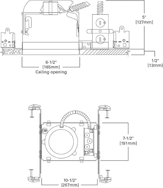 HALO H27 6" Shallow Recessed Lighting Housing, IC-Rated Air-Tite, for New Construction, 120V E26 Base, Quick Connect (6-Pack) H27ICAT-6PK