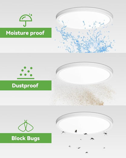 zemty 4Pack 12 Inch LED Ceiling Light Flush Mount, 24W 2640lm Super Slim Flush Mount Ceiling Lamp Fixtures, 3000K/3500K/4000K/5000K/6500K Selectable for Bedroom Bathroom Kitchen Living Room (White)