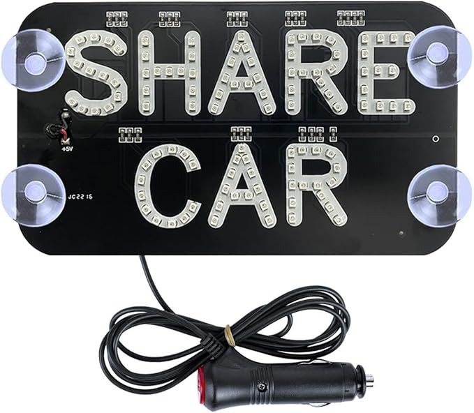 LED Car Sign Decor, Decal Stickers With Suction Cups, Flashing Hook on Window, Light With Cigarette Lighter Power Interface - Red