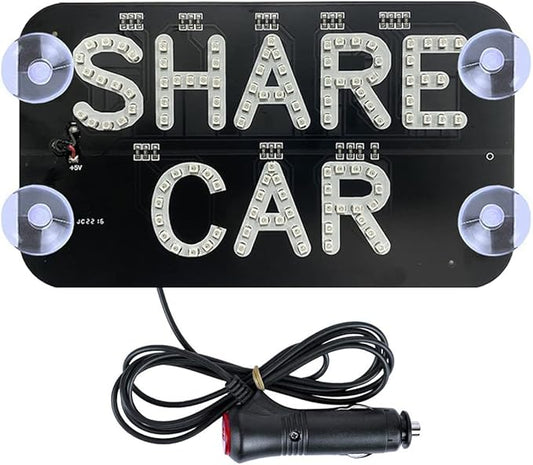 LED Car Sign Decor, Decal Stickers With Suction Cups, Flashing Hook on Window, Light With Cigarette Lighter Power Interface - Red