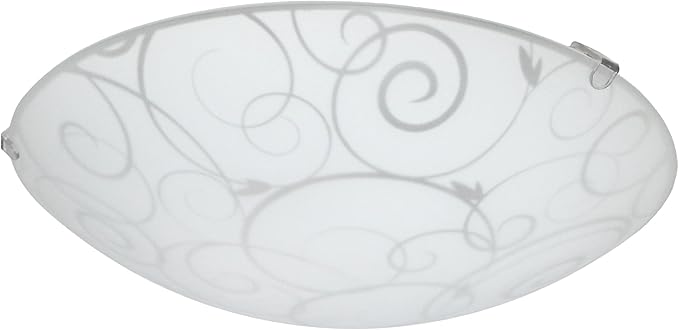 Simple Designs FM2007-WHT 10" Swirl and Shine Round Flush Mount Ceiling Light, for Living Room, Bedroom, Entryway, Hallway, White