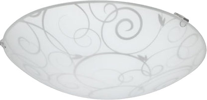 Simple Designs FM2007-WHT 10" Swirl and Shine Round Flush Mount Ceiling Light, for Living Room, Bedroom, Entryway, Hallway, White