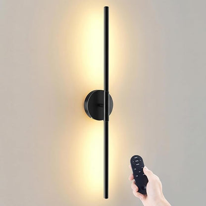 JOFIOS Battery Operated Wall Sconces Set of 1, 360°Rotation Wireless Rechargeable Wall Lights: Dimmable Detachable Wall Lamp with Remote Control, 3000K-6000K Infinite Dimming Wall Sconce 27.6 Inch