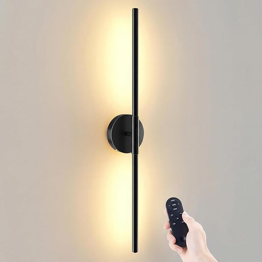 JOFIOS Battery Operated Wall Sconces Set of 1, 360°Rotation Wireless Rechargeable Wall Lights: Dimmable Detachable Wall Lamp with Remote Control, 3000K-6000K Infinite Dimming Wall Sconce 27.6 Inch