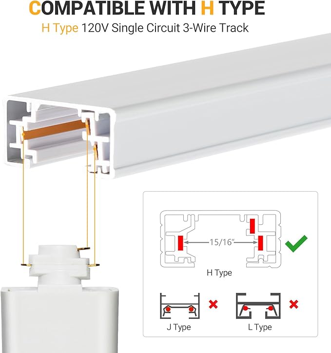 UL Listed H Track Floating Canopy Connector White for Single Circuit H Type Track Rail, H Track Lighting Rails Cover Compatible with H Track Rail System, Track Lighting Accessories Kit, 1 Pack