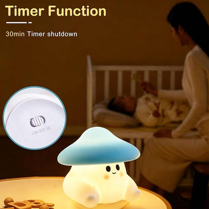 Mushroom Night Light for Kids, Cute Ghost Mushroom Lamp Silicone Baby Nursery Night Lamp, Dimmable Squishy Touch Bedside Lamps, Adorable Rechargeable Animal Lamps Gifts Kawaii Room Decor Girls Boys