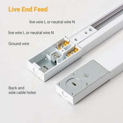 VANoopee 12-Light GU10 LED Track Lighting Kit with 13FT H Type Track Lighting Rail & Floating Canopy Connector, Modern Kitchen Track Lighting Fixtures Ceiling Spotlight, Track Heads White (No Bulbs)