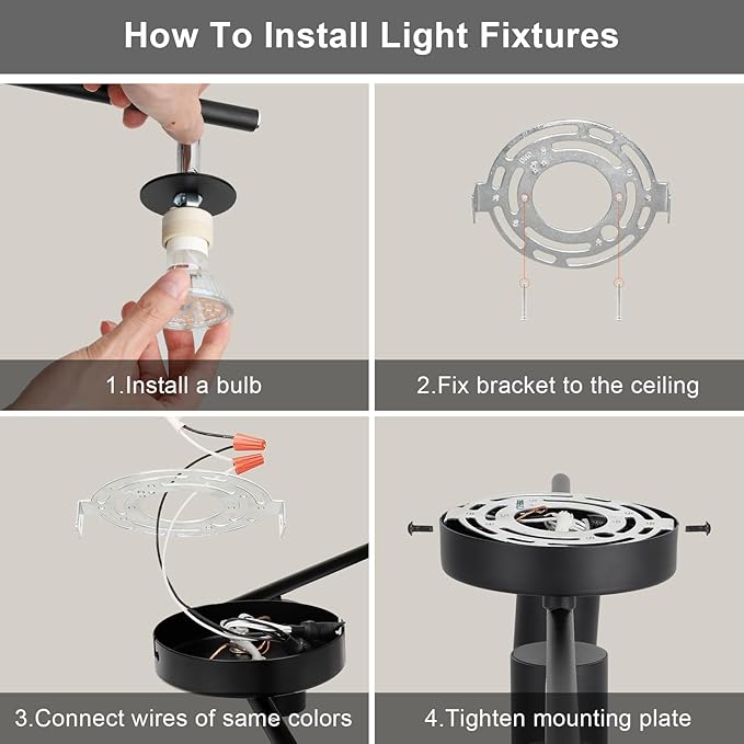 Ketom 4-Light Track Lighting Fixtures Ceiling, GU10 Black Led Ceiling Spotlight, Modern Track Light Kit for Kitchen Hallway Living Room