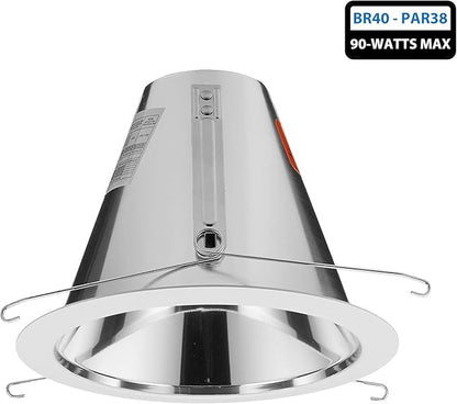 NICOR Lighting 6 inch Clear Reflector Cone with White Trim, Fits 6 inch Housings (17552A)