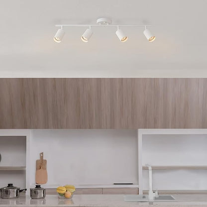 Globe Electric 57011 4-Light Track Lighting, Matte White Finish, Adjustable Cylindrical Heads, GU10 Base, Dimmable, Modern Low-Profile Design