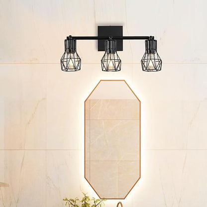3 Light Track Lighting Fixtures Ceiling，Black Flush Mount Ceiling Light with E26 Lamp Head, Industrial Black Kitchen Track Lighting for Kitchen, Living Room, Dining Room, Hallway