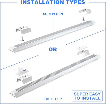 MYPLUS Under Cabinet Lights, 12" Touch Activated and Dimmable Aluminum LED Bar for Kitchen, Workbench and Desk, Warm White 3000K, Plug-in, Sliver