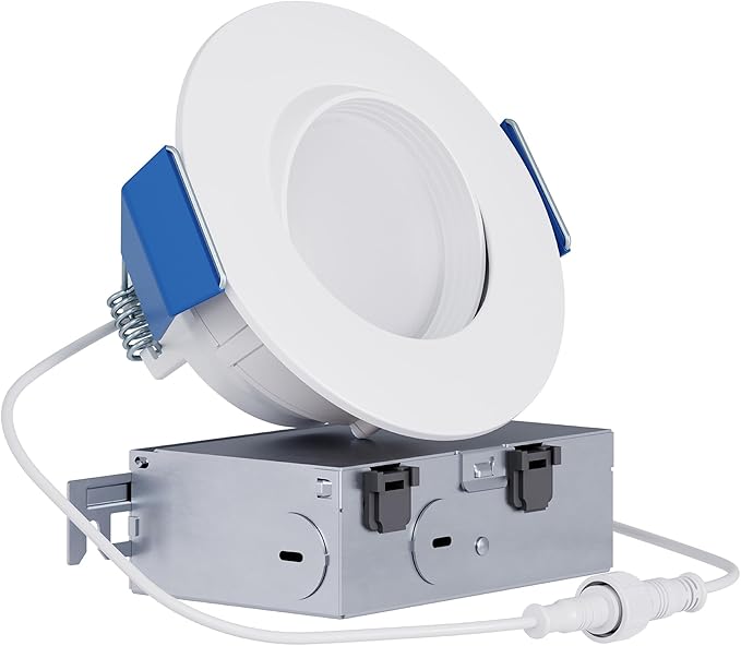 HALO RA 4 in Canless LED Recessed Downlight with Adjustable Gimbal, Selectable Lumens and Selectable Color Temperatures, Dim-to-Warm Technology, Damp Location Rated - RA4LS9FSD2W1EWHDM