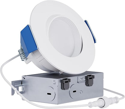 HALO RA 4 in Canless LED Recessed Downlight with Adjustable Gimbal, Selectable Lumens and Selectable Color Temperatures, Dim-to-Warm Technology, Damp Location Rated - RA4LS9FSD2W1EWHDM