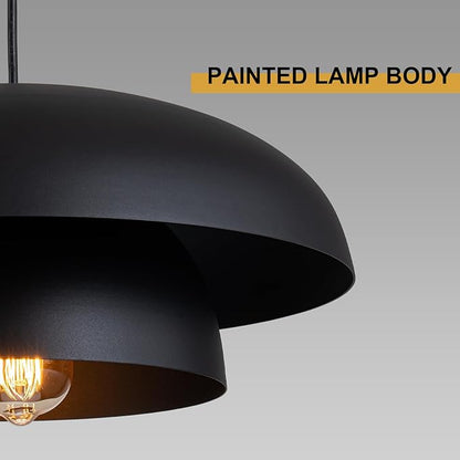 Lingkai 15.7" Black Modern Pendant Light Fixtures, Kitchen Lighting Fixtures Ceiling Hanging Light Fixtures, Farmhouse Large Pendant Light for Kitchen Island Lighting Hanging Lamp