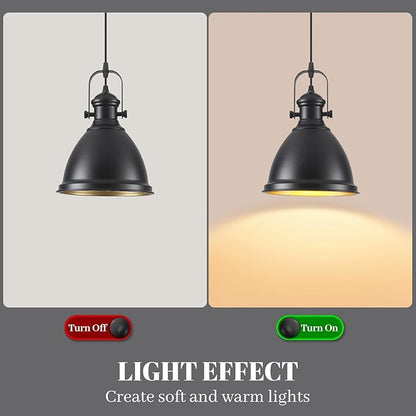 Farmhouse Pendant Lights Kitchen Island, 8.6 inches Matte Black Pendant Light Fixtures, Industrial Kitchen Pendant Lighting, Modern Hanging Light Fixture for Kitchen Sink Dining Room, 2 Pack
