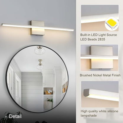 Modern Bathroom Vanity Light 24 Inch, 18W Brushed Nickel Bathroom Light Fixture Over Mirror, Dimmable 5CCT LED Wall Sconce Lighting for Restaurant