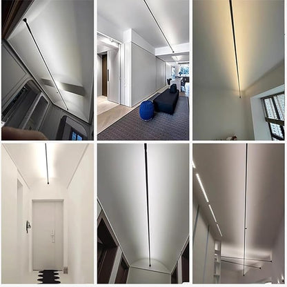 DIY Length Ceiling Light Steel Skylight Strip Linear Wall Lamp Skyline For Home Decoration Bar Villa Aisle LED Light Cutting Slim Wall Sconce 360 Degree Ceiling Floor Lighting,3000K Black 315Inch