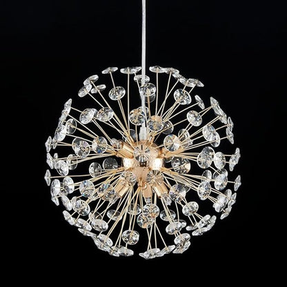 AGV LIGHTING Modern Crystal Chandelier Sputnik Dandelion Pendant Light Fixture, 6-Light Gold Chandelier for Dining Room Living Room Bedroom Foyer